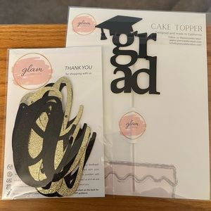Graduation party supplies cake topper and banner